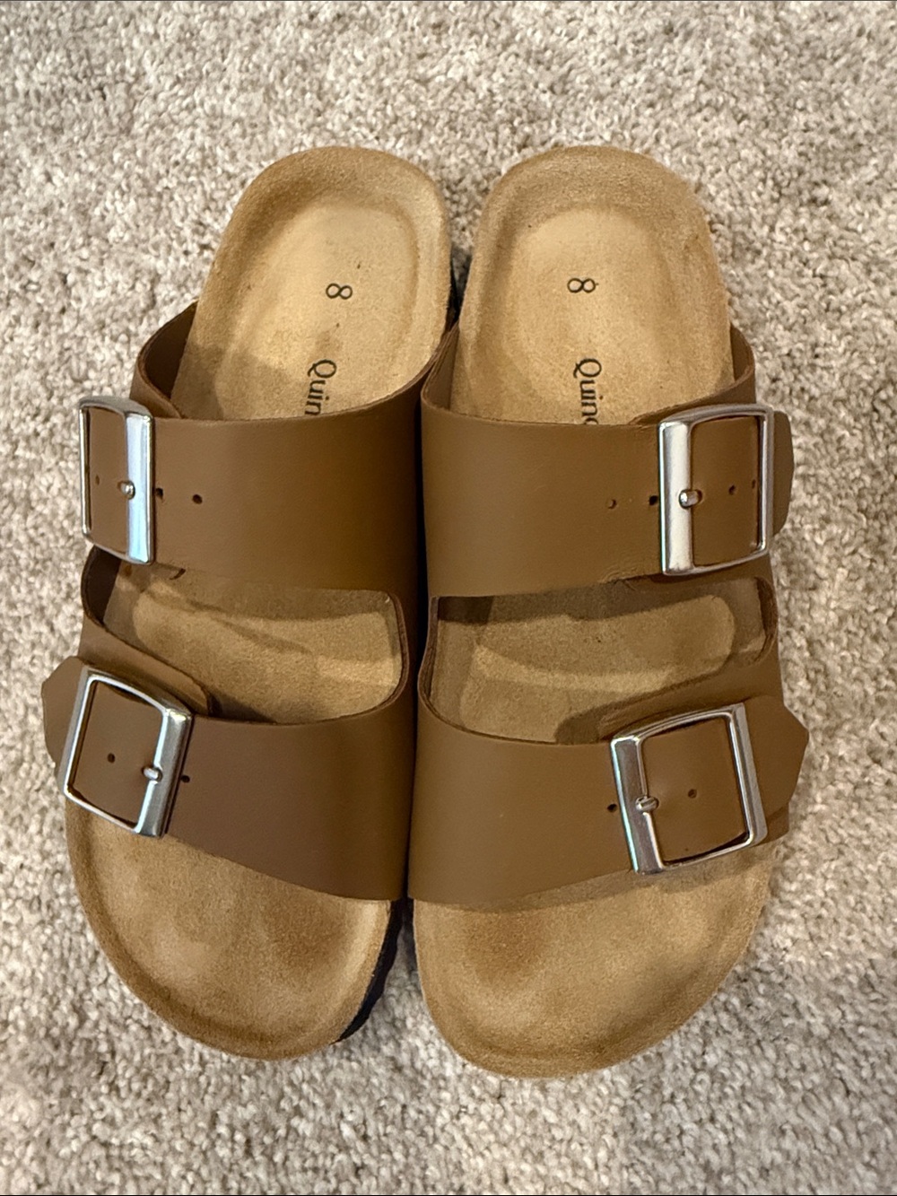 Quince Nappa Leather Brown Double-Buckle Sandals